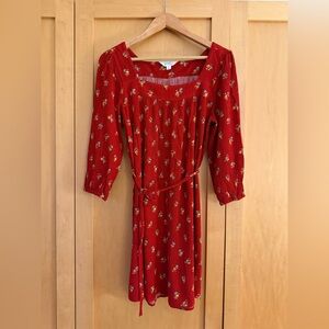 Floral Brick Red Flirty Dress